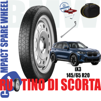 Ruotino di scorta BMW iX3 ( G08 ) 5 Fori Ruota 145/65 R20 Da Anno 2020 Fino ad Anno 2026 Con Kit Accessori Cric Chiave e Sacca