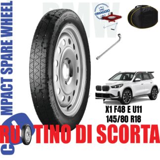 Ruotino di scorta Bmw X1 ( F48 U11 ) 5 Fori Ruota 145/80 R18 Da Anno 2015 Fino ad Anno Oggi Con Kit Accessori Cric Crick Chiave e Sacca