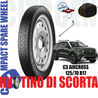 Ruotino di scorta Citroen C3 Aircross ( II ) 4 Fori Ruota 125/70 R17 Da Anno 2024 Con Cric, Chiave e Sacca