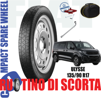 Ruotino di scorta Fiat Ulysse 5 Fori Ruota 135/90 R17 Da Anno 2022 Fino ad Anno 2026 Con Kit Accessori Cric Chiave e Sacca