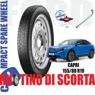 Ruotino di scorta Ford Capri 5 Fori Ruota 155/80 R19 Da Anno 2024 Fino ad Anno Oggi Con Cric e Chiave