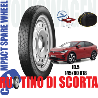 Ruotino di scorta Volkswagen ID.5 5 Fori Ruota 145/80 R18 Da Anno 2021 Fino ad Anno 2026 Con Cric e Sacca