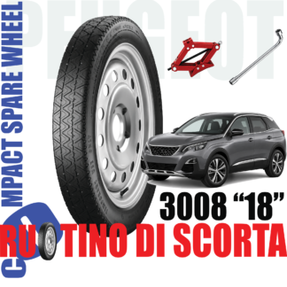 Ruotino di scorta Peugeot 3008 ( II, P84 ) 5 Fori Ruota 135/80 R18 Da Anno 2016 Fino ad Anno 2023 Con Cric e Chiave