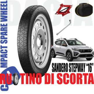Ruotino di scorta 16″ Dacia Sandero Stepway 4 fori 125/80 R16 con Cric, Chiave e Sacca