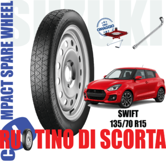 Ruotino di scorta Suzuki Swift ( IV ) 4 Fori Ruota 135/70 R15 Da Anno 2016 Fino ad Anno 2024 Con Cric e Chiave