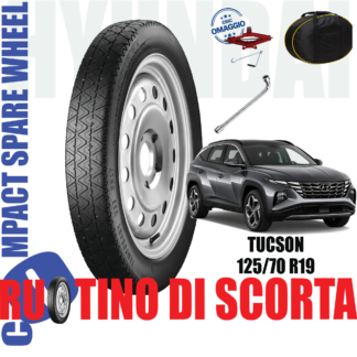 Ruotino di scorta Hyundai Tucson ( NX4 ) 5 Fori Ruota 125/70 R19 Da Anno 2020 Fino ad Anno 2024 Con Kit Accessori Cric Chiave e Sacca