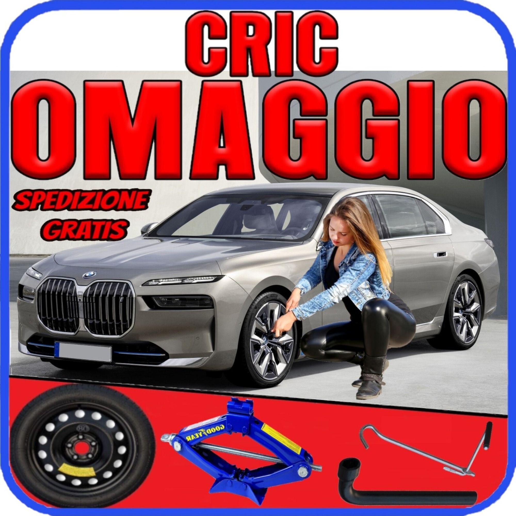 Ruotino di scorta Bmw i7 ( G70 ) 5 Fori Ruota 155/80 R19 Da Anno 2022 Fino ad Anno Oggi Con Cric e Chiave 1 Ruotino di scorta Bmw i7 ( G70 ) 5 Fori Ruota 155/80 R19 Da Anno 2022 Fino ad Anno Oggi Con Cric e Chiave