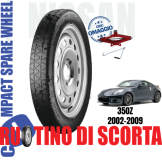 Ruotino di scorta Nissan 350Z ( Z33 ) 5 Fori Ruota 125/80 R18 Con Cric Da Anno 2002 Fino ad Anno 2009