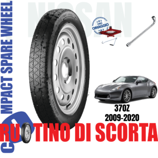 Ruotino di scorta Nissan 370Z ( Z34 ) 5 Fori Ruota 125/80 R18 Con Kit Accessori Cric Crick e Chiave Da Anno 2009 Fino ad Anno 2020