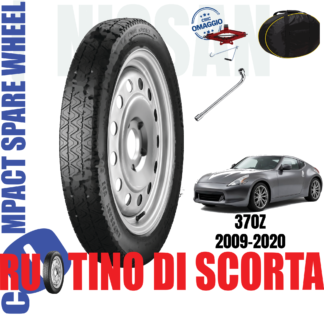 Ruotino di scorta Nissan 370Z ( Z34 ) 5 Fori Ruota 125/80 R18 Con Kit Accessori Cric Crick Chiave e Sacca Da Anno 2009 Fino ad Anno 2020